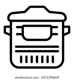 Vector de contorno de icono de máquina de alimentos. Calorías de cesta. Cocina de dispositivo