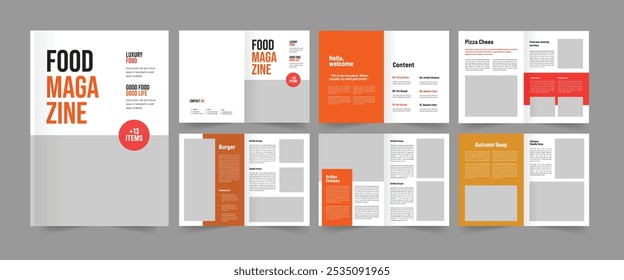 Food Magazine Layout, Cookbook Magazine, Recipe Book Layout Template.