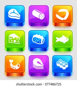 Food and Main Courses on Color Square Buttons