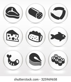 Food and Main Courses on White Round Buttons