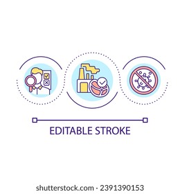 Food manufacturing control loop concept icon. Production of healthy nutrition. Hazard prevention abstract idea thin line illustration. Isolated outline drawing. Editable stroke