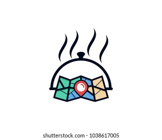 Food Map Icon Logo Design Element