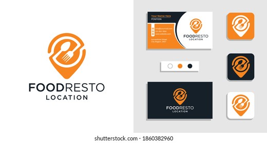 Food map location logo icon and business card design inspiration template