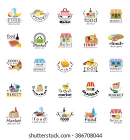 Food And Market Icons Set-Isolated On White Background:Vector Illustration,Graphic Design.For Web,Websites,Print,Presentation Templates,Mobile Applications And Promotional Materials.Shopping Tag