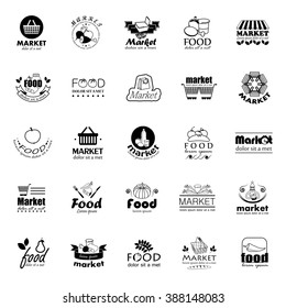 Food And Market Icons Set-Isolated On White Background:Vector Illustration,Graphic Design.For Web,Websites,Print, App,Presentation Templates,Mobile Applications And Promotional Materials.Shopping Tag