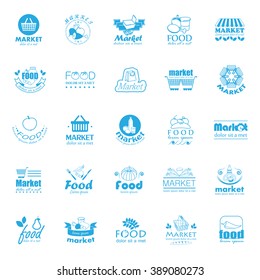 Food And Market Icons Set-Isolated On White Background:Vector Illustration,Graphic Design.For Web,Websites,Print, App,Presentation Templates,Mobile Applications And Promotional Materials.Shopping Tag