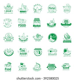 Food And Market Icons Set-Isolated On White Background:Vector Illustration,Graphic Design.For Web,Websites,App,Print,Presentation Templates,Mobile Applications And Promotional Materials.Shopping Tag