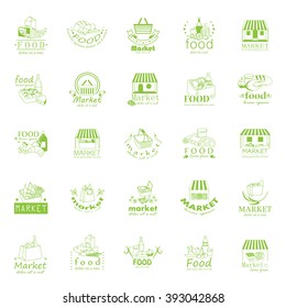 Food And Market Icons Set-Isolated On White Background:Vector Illustration,Graphic Design.For Web,Websites,App,Print,Presentation Templates,Mobile Applications And Promotional Materials.Shopping Tag