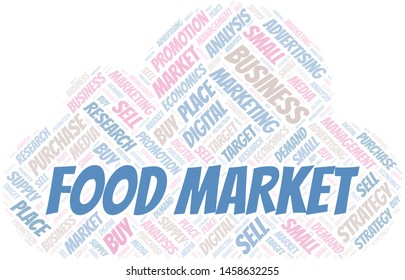 Food Market word cloud. Vector made with text only