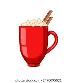 food marshmallow cup cartoon. red milk, holiday funny, home xmas food marshmallow cup sign. isolated symbol vector illustration