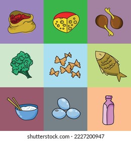 food material clip art set vector illustration