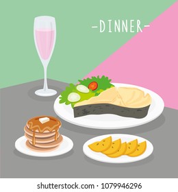 Food Meal Dinner Dairy Eat Drink Menu Restaurant Vector
