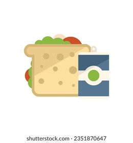 Food meal icon flat vector. Dinner healthy. School food isolated