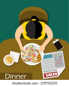 Food meal time top view concept flat style