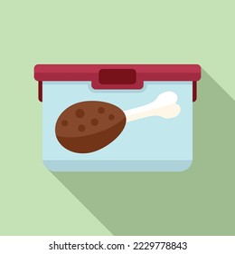 Food meat box icon flat vector. School dinner. Healthy food