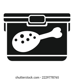 Icono de caja de carne de alimento vector simple. Cena escolar. Alimentos saludables