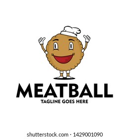 food meatball mascot logo,  cartoon fun style illustration symbol