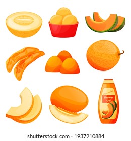 Food from melon fruit, sweet products, cosmetics