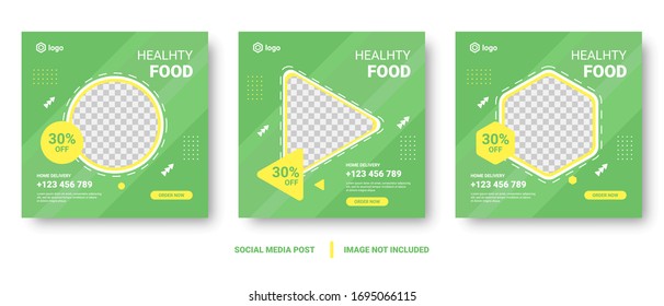 Food menu banner social media post. Editable social media templates for promotions on the Food menu. Set of social media story and post frames. Layout design for marketing on social media.
