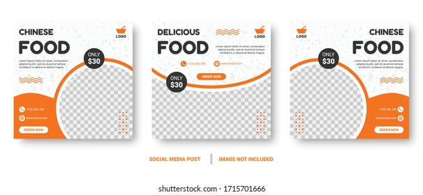 Food menu banner social media post. Editable social media templates for promotions on the Food menu. Set of social media story and post frames. Layout design for marketing on social media.