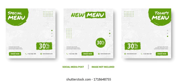 Food menu banner social media post. Editable social media templates for promotions on the Food menu. Set of social media story and post frames. Layout design for marketing on social media.