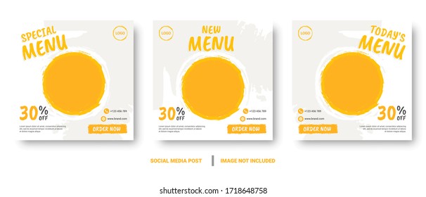 Food menu banner social media post. Editable social media templates for promotions on the Food menu. Set of social media story and post frames. Layout design for marketing on social media.