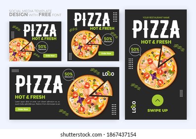 Food menu banner social media post. Editable social media templates for promotions on the Food menu. Set of social media story and post frames. Layout design for marketing on social media.