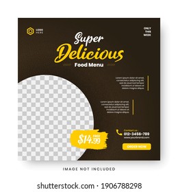 Food menu banner social media post. Editable social media templates for promotions on the Food menu. Set of social media story and post frames. Layout design for marketing on social media.