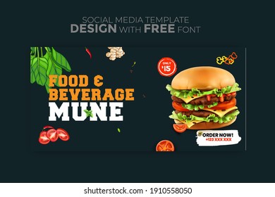 Food menu banner social media post. Editable social media templates for promotions on the Food menu. Set of social media story and post frames. Layout design for marketing on social media.