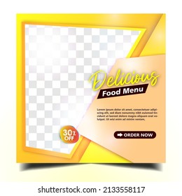Food menu banner social media post. Editable social media templates for promotions on the Food menu