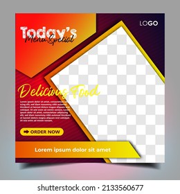 Food menu banner social media post. Editable social media templates for promotions on the Food menu