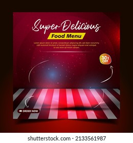 Food menu banner social media post. Editable social media templates for promotions on the Food menu