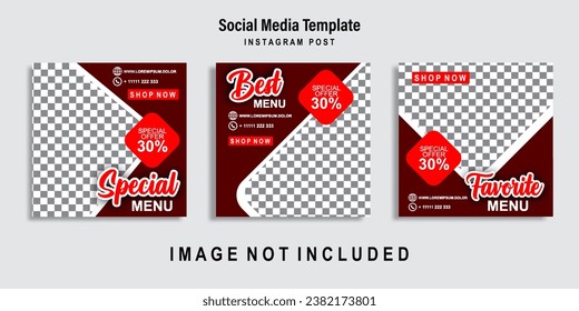 Food menu banner social media post. Editable social media template for promotion in Food menu.