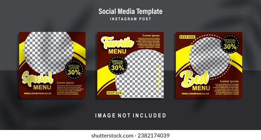 Food menu banner social media post. Editable social media template for promotion in Food menu.