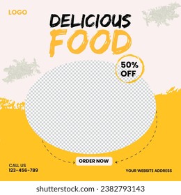 Food menu banner social media post. Editable social media templates for promotions on the Food menu. Set of social media story and post frames. Layout design for marketing on social media