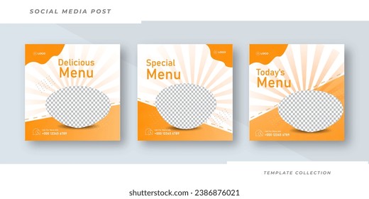 Food menu banner social media post template design. Suitable for Social Media Post Restaurant menu banner social media post.