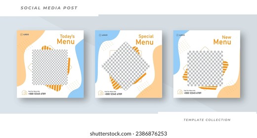 Food menu banner social media post template design. Suitable for Social Media Post Restaurant menu banner social media post.