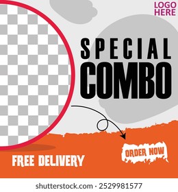 Food menu banner social media promotion post vector template