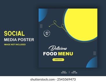 Food menu banner social media post template design vector