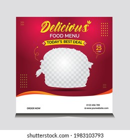 Food menu banner template design for food post on instagram. Social Media Instagram template.