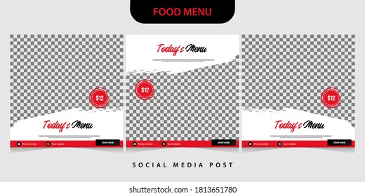 Food menu banner template social media post collection