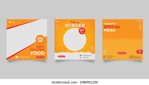 Food Menu Banner Template, Social Media Post Template