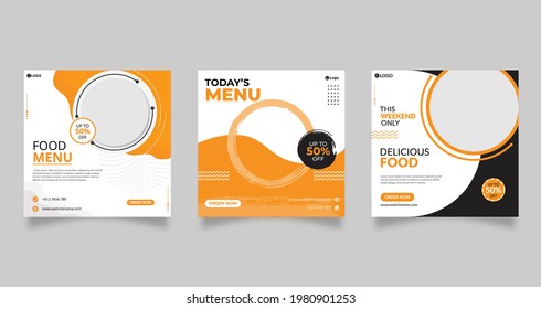 Food Menu Banner Template, Social Media Post Template