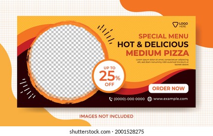 Food Menu Banner Template, Social Media Banner Template, Delicious Food Restaurant Banner