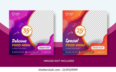 Food Menu Banner Template, Social Media Post Template, Delicious Food Restaurant Banner