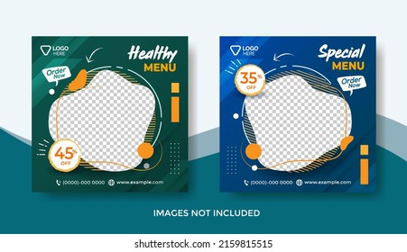 Food Menu Banner Template, Social Media Post Template, Healthy And Special Food Restaurant Banner