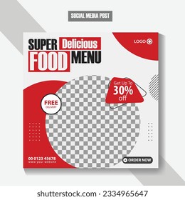 Food Menu Banner Template, Social Media Post Template, Restaurant Fast Food Social Media Instagram Post design