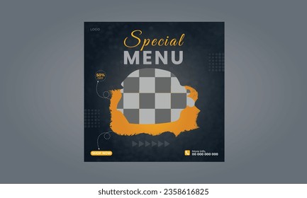 Food Menu Banner Template, Social Media Post Template,