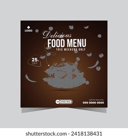 Food Menu Banner Template, Social Media Post Template, Restaurant Banner Design.