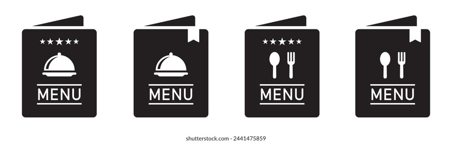 Food menu book icon. Restaurant book menu icon, vector illustration